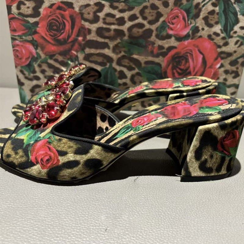 Leopard Print Heels - Mules à talon carré imprimé léopard