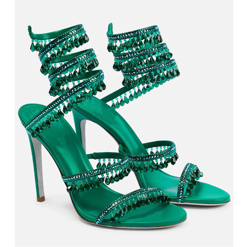 Women'S Shoes Peep Toe - Sandales à talons aiguilles vertes sexy