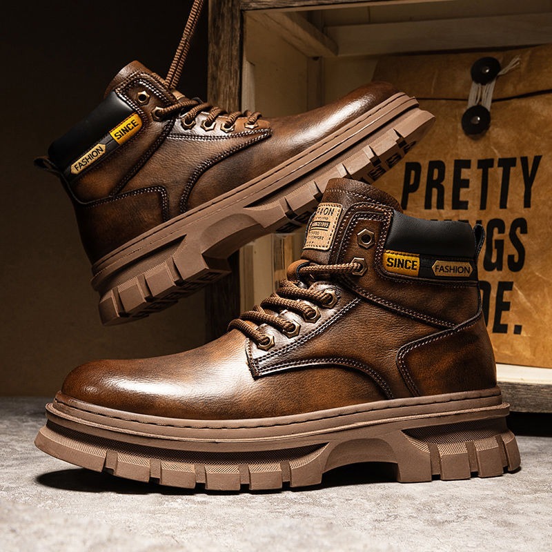 Suede Ankle Boot - Vintage hommes plate-forme bottines automne hiver