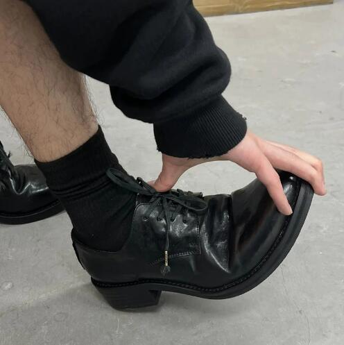 Women Shoes Size 4 In Cm - Hommes chauds noir vache en cuir