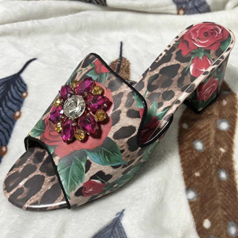 Mules à talon carré imprimé lé - Leopard Print Heels avis et prix
