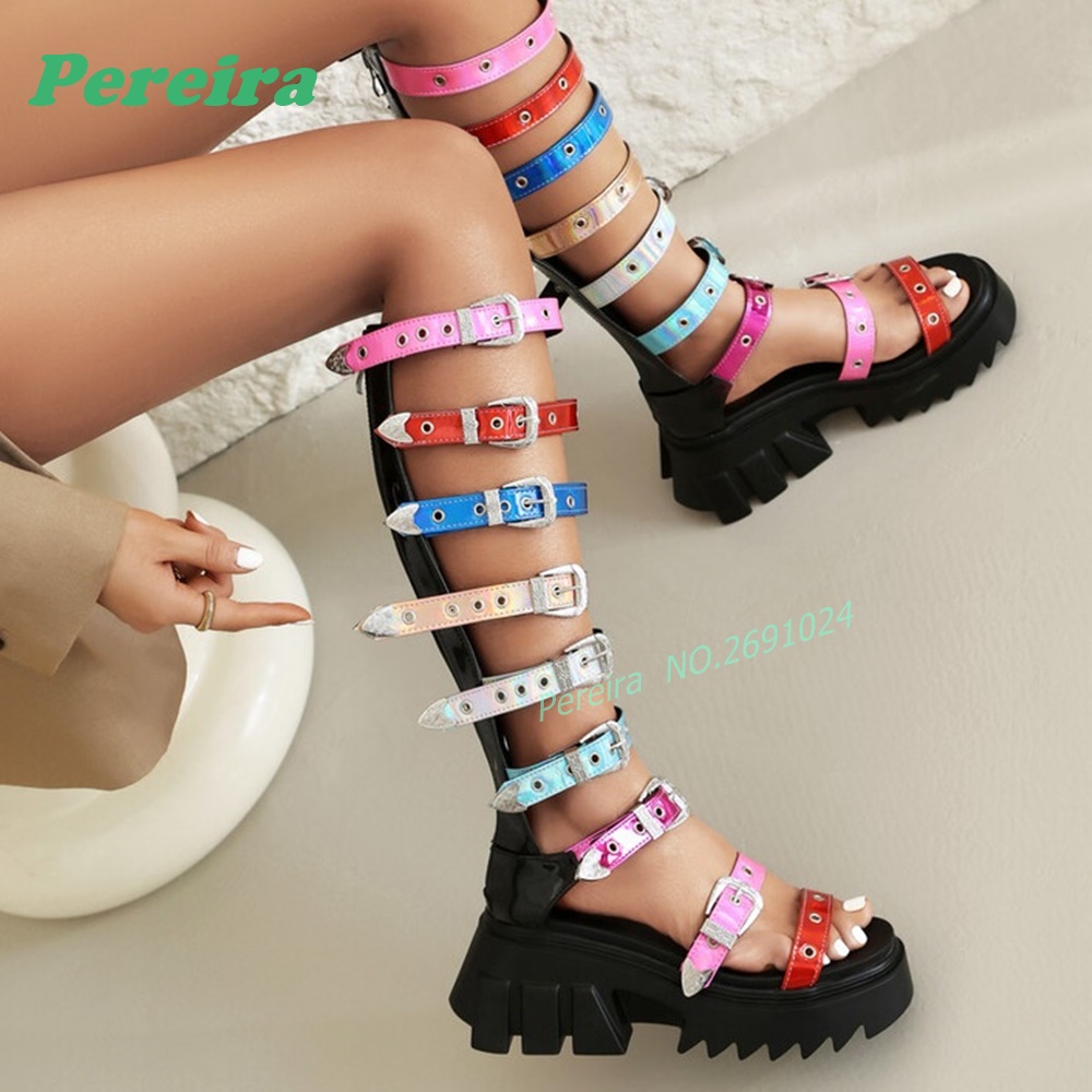 Sandales gladiateur colorées à - High Knee Heel Boots avis et prix