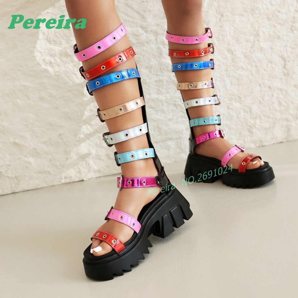 Sandales gladiateur colorées à - High Knee Heel Boots avis et prix